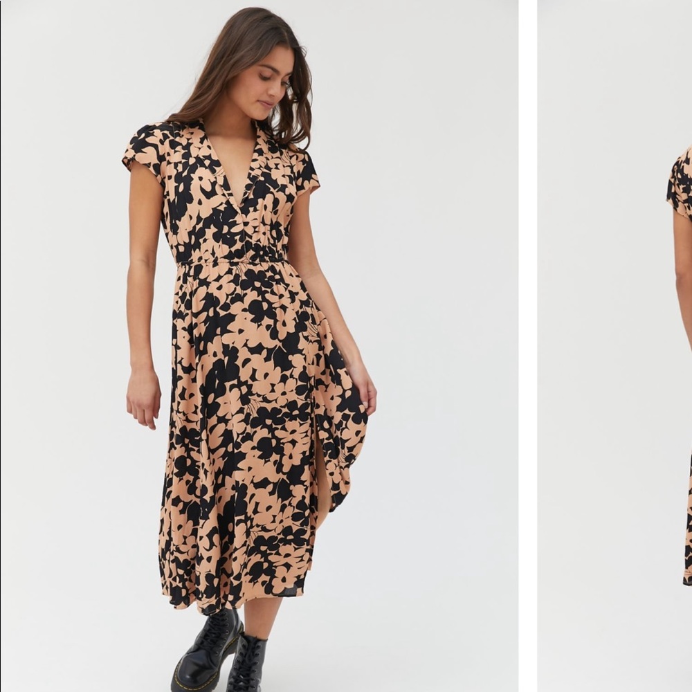 NWT UO Tempo Crepe Cap Sleeve Midi Dress